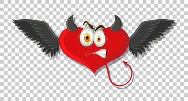 diablo en forma de corazón con expresión facial vector