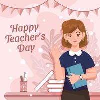 Beauty Women Teacher Flat Celebration Teacher Day vector