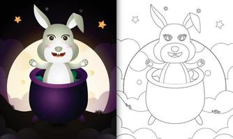 coloring book with a cute rabbit in the witch cauldron vector