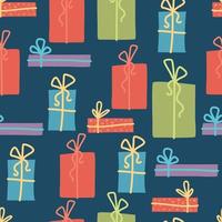 Retro Christmas Gift boxes. Seamless pattern vector