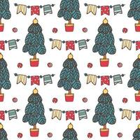 Colorful seamless pattern of Christmas green tree vector