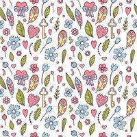 Valentine's Day vector seamless pattern with colorful flowers