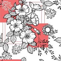 Red white hibiscus flowers seamless pattern vector