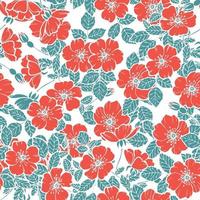 Seamless cherry blossoms red flowers pattern
