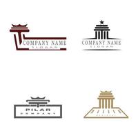 antiguo pilar columnas roma griega atenas edificio histórico logo vector