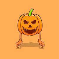 Pumpkin halloween isolated illustration vector with hand and shadow