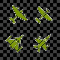 Set of military jet fighter isolated vector illustration aeroplane
