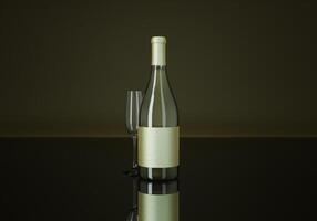 Wine bottles with wine glasses on the floor photo