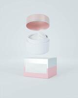 A white cream jar placed on a white background photo