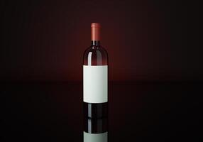 botella de vino colocada en el suelo, 3d foto