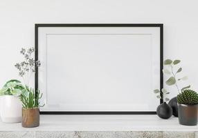 marco de fotos de pared de sala de estar con florero, estilo 3d