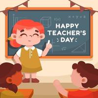 Happy Teacher Day in Classroom vector