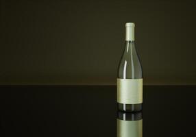botella de vino colocada en el suelo, 3d foto