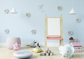 Playroom with dolls and picture frames. photo