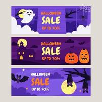 conjunto de banners de venta de halloween vector
