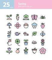 Spring filled outline icon set. vector