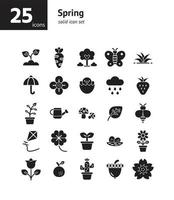 Spring solid icon set. vector