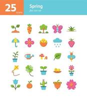 conjunto de iconos planos de primavera. vector