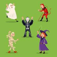 conjunto de personajes de fiesta de disfraces de halloween vector