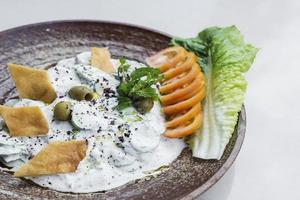 Laban yogur fresco-pepino medio oriente libanés dip snack comida de arranque