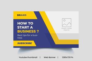 plantilla de banner web de negocios corporativos y miniatura de video de youtube vector