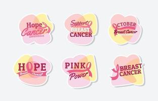 etiqueta engomada de las citas del cáncer de mama vector