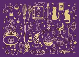 Witchcraft, magic background for witches and wizards. Hand drawn vector