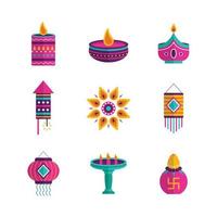 Diwali Festival Icons Pack vector