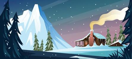 Cabin in the Woods at Winter vector
