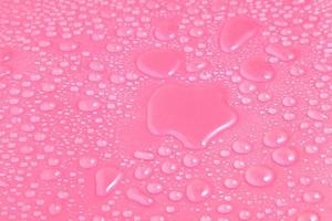 Close up water drops on pink background photo