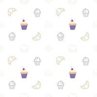 sweet desserts pattern transparent on a white background vector