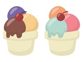 Ilustración de helado de colores aislado sobre un fondo blanco. vector