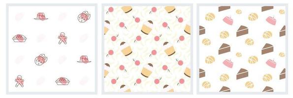 sweet desserts pattern transparent on a white background vector