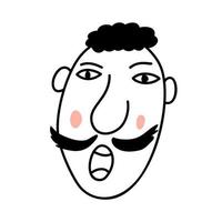 Retrato de un hombre serio con bigote en estilo escandinavo vector