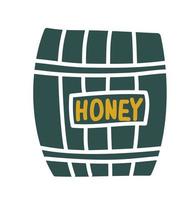 Vector wooden barrel with honey, hand drawn