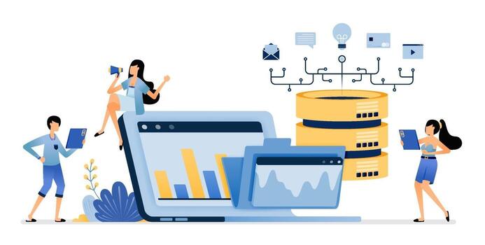 rendimiento de los servicios de datos de la empresa almacenados en la carpeta de la base de datos vector