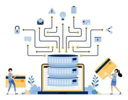 acceder a datos y archivos compartidos en una computadora portátil conectada al sistema de base de datos vector