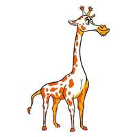 Animal character funny giraffe in line style. Children's illustration.