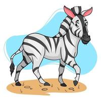 Animal character funny zebra in cartoon style. vector