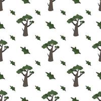 Seamless pattern with trees. Forest plants, print of oak thickets vector