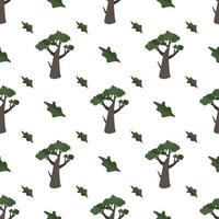 Seamless pattern with trees. Forest plants, print of oak thickets vector