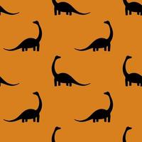 Seamless pattern with dinosaurs diplodocus on an orange background