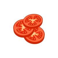 Tomato sliced into circles. Red vegetable slices, harvest vector