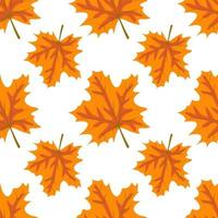 Autumn pattern with orange maple leaves. Bright fall print vector