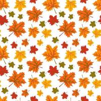 Autumn pattern with orange maple leaves. Bright fall print vector