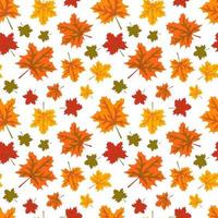 Autumn pattern with orange maple leaves. Bright fall print vector