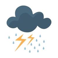 Dark clouds with rainfall and thunder flash vector