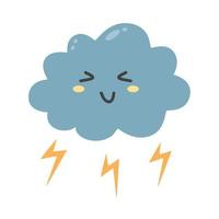 Dark clouds with thunder flash vector