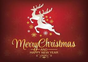 merry christmas art two reindeer vector