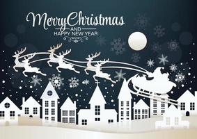 merry christmas snow town art vector background